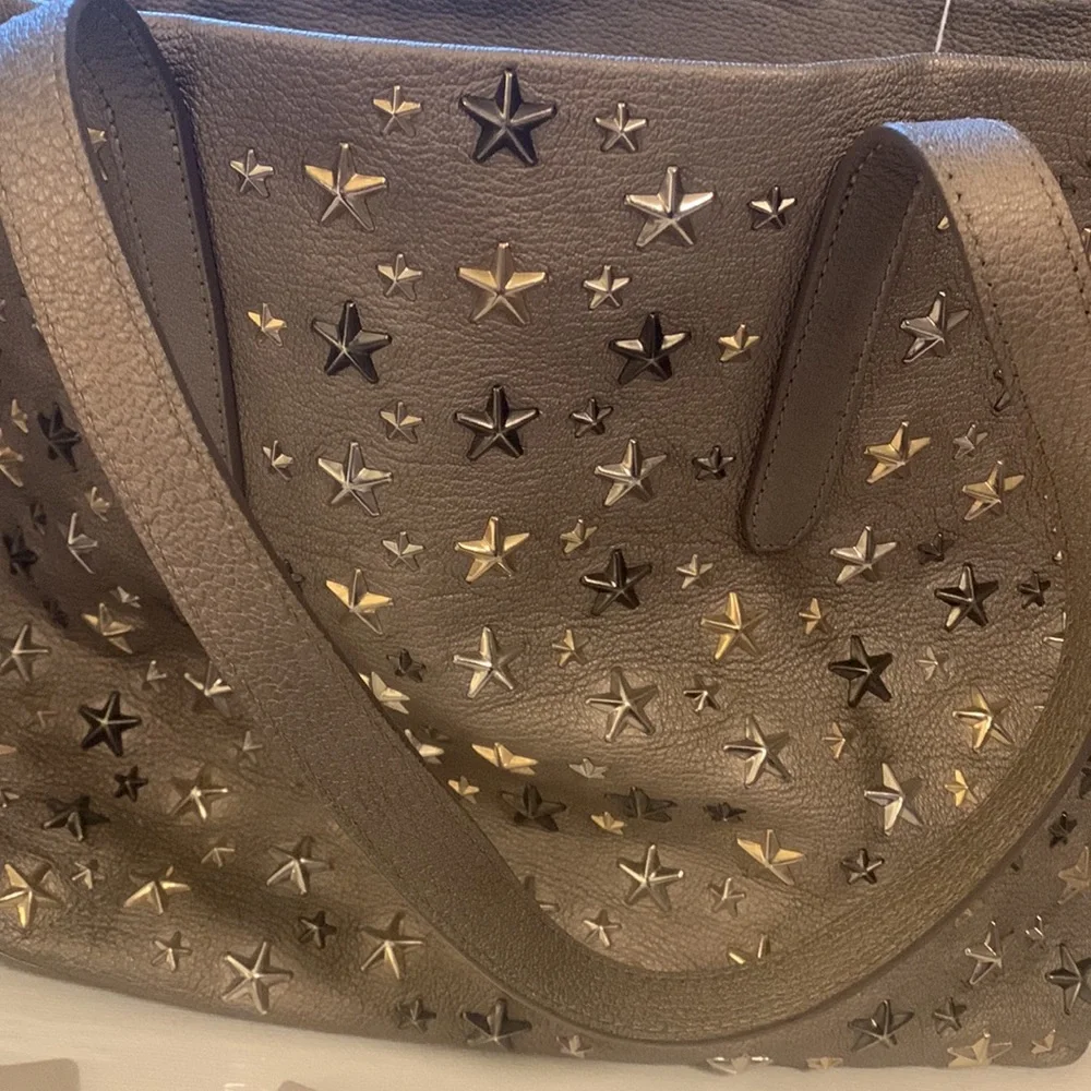 Jimmy Choo tote shoulder bag leather and stars in metal